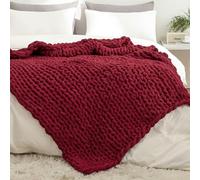 YAAPSU - Plaid grosse maille tricoté à la main pour canapé, 129,5 x 160 cm, 100 % tricot épais en câble fait à la main avec coton doux et volumineux, couvertures à mailles grosses et nœuds en corde