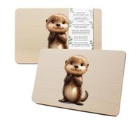 Yabaduu RV007 Planche à petit-déjeuner individuelle en bois pour enfants - 23,5 x 15 cm - Motif animal - Cadeau d'anniversaire d'enfant - RV007 (07 loutres, sans nom au choix)