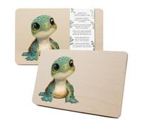 Yabaduu RV007 Planche à petit-déjeuner individuelle en bois pour enfants - 23,5 x 15 cm - Motif animal - Cadeau d'anniversaire d'enfant - RV007 (16 tortues, sans nom au choix)