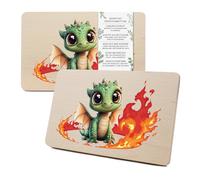 Yabaduu RV007 Planche à petit-déjeuner individuelle en bois pour enfants - 23,5 x 15 cm - Motif animal - Cadeau d'anniversaire d'enfant - RV007 (15 dragons, sans nom au choix)