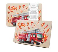 Yabaduu RV007 Planche à petit-déjeuner individuelle en bois pour enfants - 23,5 x 15 cm - Motif animal - Cadeau d'anniversaire d'enfant - RV007 (20 pompiers, sans nom au choix)