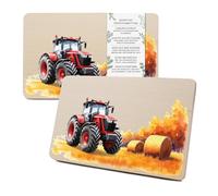 Yabaduu RV007 Planche à petit-déjeuner individuelle en bois pour enfants - 23,5 x 15 cm - Motif animal - Cadeau d'anniversaire d'enfant - RV007 (26 tracteurs rouges, sans nom au choix)