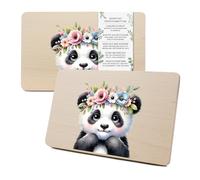 Yabaduu RV007 Planche à petit-déjeuner individuelle en bois pour enfants - 23,5 x 15 cm - Motif animal - Cadeau d'anniversaire d'enfant - RV007 (04 pandas, sans nom au choix)