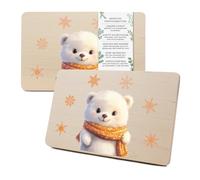 Yabaduu RV007 - Planche à petit-déjeuner individuelle en bois pour enfants - 23,5 x 15 cm - Motif animal - Cadeau d'anniversaire d'enfant - RV007 (14 ours polaires, sans nom au choix)
