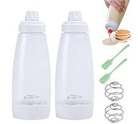 Yabound Doseur de pâte à crêpes, bouteille de 1000 ml avec échelle et boule de mélange, distributeur de pâte à main pour pancakes, muffins, crêpes, gaufres