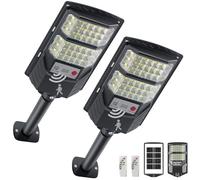 YACAISI Lampadaires solaires extérieurs, lumières de chemin d’allée alimentées par énergie solaire, projecteurs LED à capteur de mouvement avec illumination crépusculaire et matinale, étanches