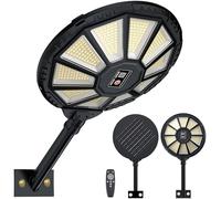 YACAISI Lumières solaires en plein air, 8500K Lumières solaires en plein air imperméable, Capteur de mouvement crépuscule à l'aube Lumière inondable pour cour, Parking, Cours, Garages (1 pièce)