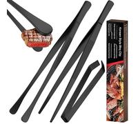 YADOBIG 3 Pièces Pince Cuisine, Pince de Cuisine 30cm*2 et 12cm Pince à Arêtes, Pince Cuisine Inox Professionnel, pour Cuisiner Griller et Cuire, Noir