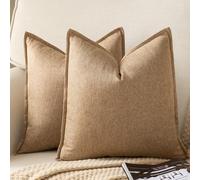 Yaertun Lot de 2 Housse de Coussin Tissé Lin Confortable Doux Resistant Confortable Taie d'oreiller Luxe Moderne Canapé décoratif Chambre Salon 40 x 40 cm Chameaux