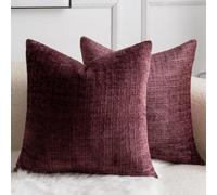 Yaertun Lot de 2 Housses de Coussin Chenille Texture Moderne | 30x30 cm Bordeaux Taie d'oreiller Décoratives,Velours Dos,Douces et Confortables pour Canapé Lit Salon Ferme