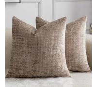 Yaertun Lot de 2 Housses de Coussin Chenille Texture Moderne | 40x40 cm Camel Taie d'oreiller Décoratives,Velours Dos,Douces et Confortables pour Canapé Lit Salon Ferme