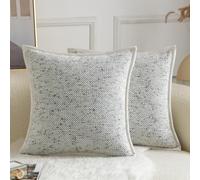 Yaertun Lot de 2 Housses de Coussin Décoratives à Motif Tie-Dye en Texture Chenille Taie d'oreiller d'Accent en Velours Doux et Confortable pour Canapé Sofa Chambre ou Salon 40 x 40 cm Blanc