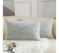 Yaertun Lot de 2 Housses de Coussin Décoratives à Motif Tie-Dye en Texture Chenille Taie d'oreiller d'Accent en Velours Doux et Confortable pour Canapé Sofa Chambre ou Salon 30 x 50 cm Blanc