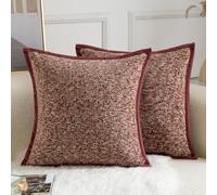 Yaertun Lot de 2 Housses de Coussin Décoratives à Motif Tie-Dye en Texture Chenille Taie d'oreiller d'Accent en Velours Doux et Confortable pour Canapé Sofa Chambre ou Salon 50 x 50 cm Bordeaux