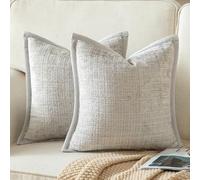 Yaertun Lot de 2 Housses de Coussin Décoratives Texturées Chenille Taie d'oreiller Uni Accentuelle Housse Douce et Confortable avec Dos en Velours pour Canapé Sofa Lit Salon 50x50 cm Gris Perle