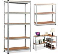 Yaheetech Etagère de Rangement Galvanisé Clipsable 5 Tablettes 180 x 90 x 40 cm Étagères de Garage Charge Lourde 875 kg Résistant