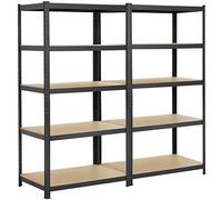 Yaheetech 2 x Etagères de Garage Charge Lourde 180 x 90 x 60cm Rayonnage/Etagère de Rangement pour Atelier/Salon/Entrepôt Métal Galvanisé Réglable Résistant 875 kg Noir
