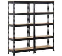 Yaheetech 2 x Etagères de Rangement 150 x 70 x 30 cm Étagère Metallique Atelier/Garage/Cuisine Charge Lourde 150 kg par Niveau sans Boulons Noir