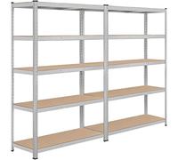 Yaheetech 2 x Étagères de Rangement 180 x 120 x 45 cm Charge Lourde Clipsable Résistant Capacité 875 kg Meuble Garage Cuisine Chambre Argenté