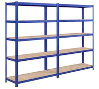 Yaheetech 2 x Étagères de Rangement 180 x 120 x 45 cm Charge Lourde Clipsable Résistant Capacité 875 kg Meuble Garage Cuisine Chambre Bleu