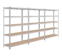 Yaheetech 3 x Étagères de Rangement 180 x 120 x 45 cm Étagères Garage Charge Lourde Clipsable Résistant Capacité 875 kg Meuble Garage Cuisine Chambre Argenté