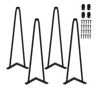 Yaheetech 4 Pieds de Table de 41cm en Épingle à Cheveux en Fer-Pied Remplacement de Tables Chaises Meuble DIY Noir