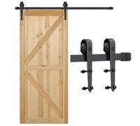 Yaheetech 6FT-183cm Quincaillerie Kit de Porte Coulissante Rail Système de Porte Coulissante Hardware Complet pour Portes Coulissantes Ensemble Industriel Porte Suspendue en Acier Inoxydable