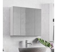 Yaheetech Armoire Murale Salle de Bain, Placard de Rangement Toilettes, avec 3 Portes 3 Miroirs, 2 Niveaux, Étagère Hauteur Réglable 70,5 x 15 x 60,5cm