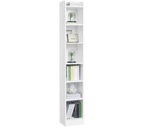 Yaheetech Bibliothèque Étroite à 7 Niveaux Étagère Haute Moderne avec Compartiment Bureau Salon Coin Étude Blanc