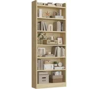 Yaheetech Bibliothèque, Meuble de Rangement sur 7 Niveaux Ouverts, Étagère Réglables à 3 Hauteurs Différentes, 24×60×183 cm, pour Salon Bureau Chambre Salle à Manger (Chêne Clair)