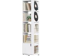 Yaheetech Bibliothèque Rotative 360° Étagère à Livres 5 Niveaux de 169 cm H avec Rangement Fermé Meuble Gain de Place pour Salon Chambre et Bureau (Blanc)