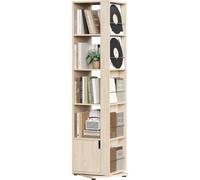 Yaheetech Bibliothèque Rotative 360° Étagère à Livres 5 Niveaux de 169 cm H avec Rangement Fermé Meuble Gain de Place pour Salon Chambre et Bureau (Couleur Bois)