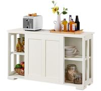 Yaheetech Buffet de Salle à Manger Design, Étagère Réglable, 2 Portes Coulissants, Meuble Commode de Rangement Cuisine/Salon Bahut Laqué Blanc 106,7 x 33 x 63 cm