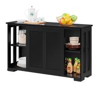 Yaheetech Buffet de Salle à Manger Design, Étagère Réglable, 2 Portes Coulissants, Meuble de Rangement Cuisine/Salon Bahut Laqué Noir 106,7 x 33 x 63 cm