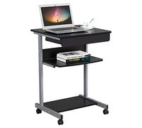 Yaheetech Bureau d'Ordinateur Portable Roulant Table Informatique Poste de Travail Noir avec 1 Tiroir et 2 Etagères, 56 x 51 x 79 cm