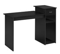 Yaheetech Bureau Informatique avec Tiroir Meuble de Bureau Table de Travail pour Ordinateur 112 x 50 x 82 cm 1 Tiroir et 2 Etagères Noir