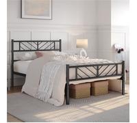 Yaheetech Cadre de lit Simple 90x200 cm Lit en Métal pour Adultes Grande Espace en Lattes Moderne Noir