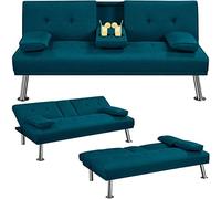 Yaheetech Canapé-Lit 2/3 Places Droit Convertible en Tissu Bleu Azur | Canapé Moderne avec Dossier Inclinable 3 Niveaux, Divans Relax pour Couchage Quotidien Salon Bureau Chambre à Coucher Studio
