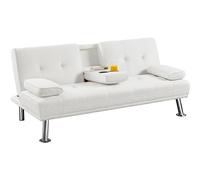 Yaheetech Canapé-Lit 2/3 Places Droit Convertible en Tissu Bouclette Ivoire | Canapé Moderne avec Dossier Inclinable 3 Niveaux, Divans Relax pour Couchage Quotidien Salon Bureau Chambre à Coucher Studio