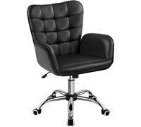 Yaheetech Chaise Bureau avec Accoudoirs Incurvés Inclinable Réglable Noir