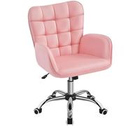 Yaheetech Chaise Bureau avec Accoudoirs Incurvés Inclinable Réglable Rose