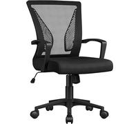 Yaheetech Chaise Bureau Ergonomique Inclinable à roulettes Pivotantes Noir | Fauteuil d'Ordinateur en Maille avec Soutien Lombaire Intégré, Charge 136kg, Montage 15min, Idéal pour Télétravail ou Étude