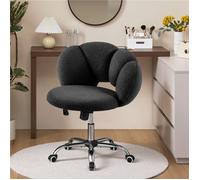 Yaheetech Chaise de Bureau Design Nuage en Tissu Bouclette avec Roulettes, Dossier Rebondi et Assise Réglable en Hauteur, Noir