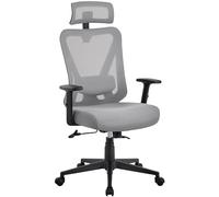 Yaheetech Chaise de Bureau Ergonomique Inclinaison Verrouillable Gris | Fauteuil Bureau Support Lombaire et Appui-tête Réglables, Roulettes Pivotantes , Charge 136kg pour Personnes de Grande Taille