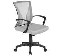 Yaheetech Chaise de Bureau Ordinateur en Maille sur Roulettes Pivotant Inclinable Siège et Base Hauteur Réglable Gris