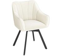 Yaheetech Chaise de Salle à Manger Rotative Chaise de Cuisine Roulante Assise en Velours et Pieds en Métal Beige