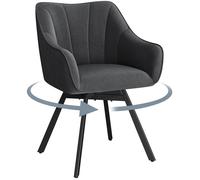 Yaheetech Chaise de Salle à Manger Rotative Chaise de Cuisine Roulante Assise en Velours et Pieds en Métal Gris Foncé