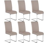 Yaheetech Chaises de Salle à Manger Lot de 6 Chaises Simili Cuir Chaise de Cuisine Piètement Acier Chromé Revêtement Hauteur Assise 50 cm Brun Clair