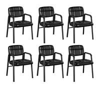 Yaheetech Chaises de Visiteur Lot de 6 avec Accoudoir Rembourrés Noir | Fauteuil d'accueil Visiteur Siège Rembourré Repose-pieds réglables en Smilicuir pour Salon/Bureau/Salle d'Attente/Cuisine