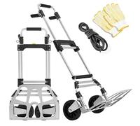 Yaheetech Diable Pliable 150 kg Chariot Alu Poignée Télescopique 88-115cm | Chariot de Transport Pliant avec Bandes Élastiques Roues en Caoutchouc Silencieuses Léger et Robuste pour Déménagement Achats
